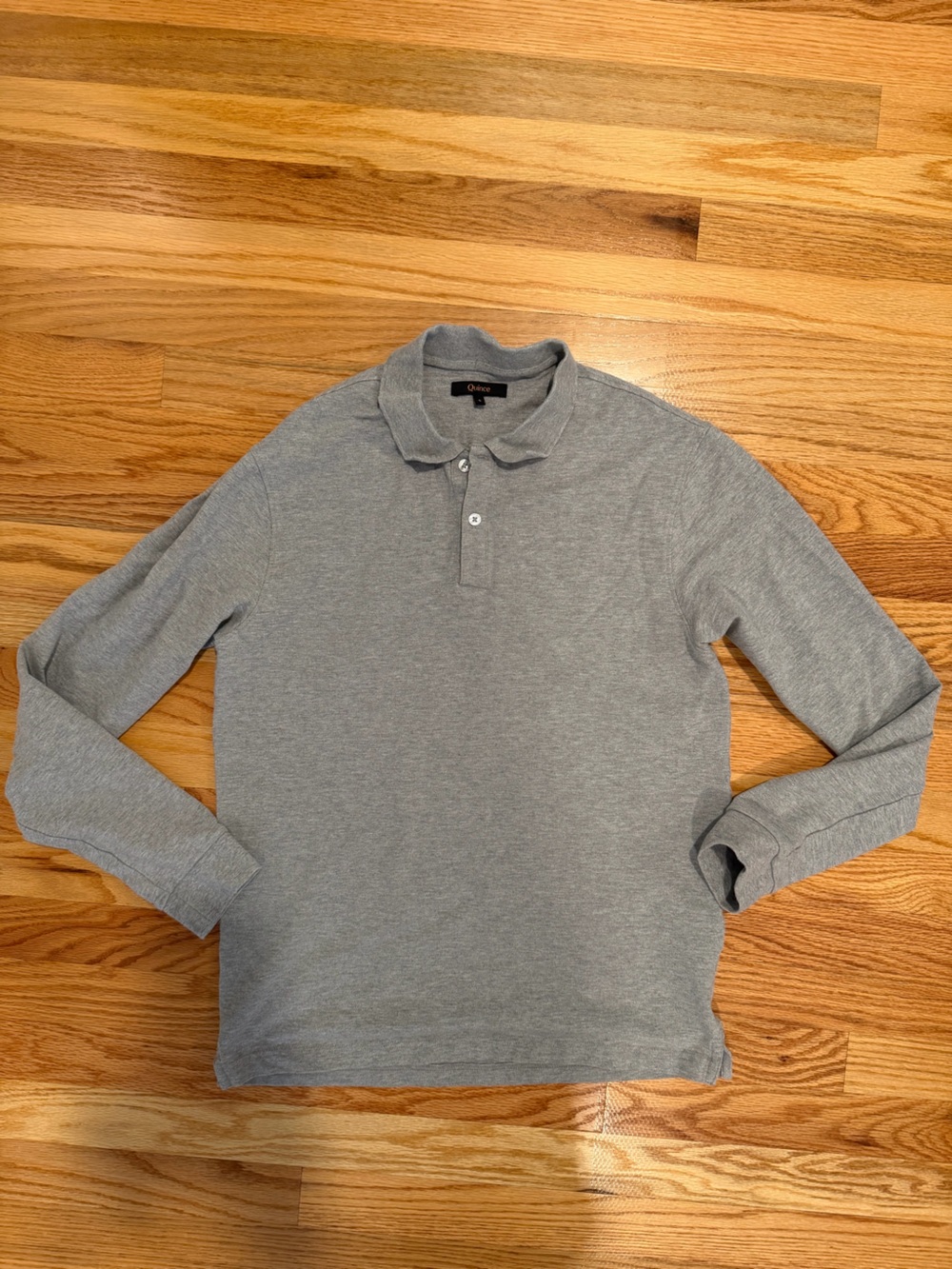 Quince Organic Cotton Piqué Long Sleeve Polo Gray Size S